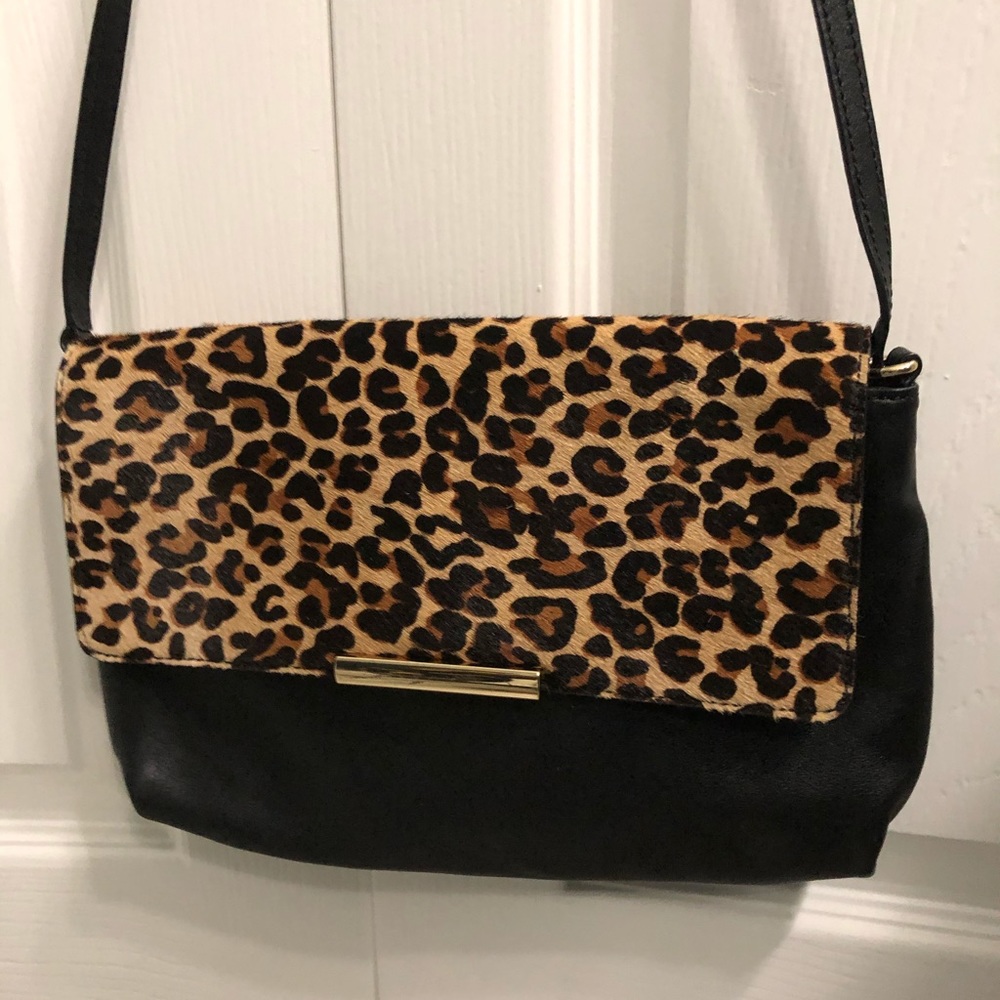 Animal Print and Black Shoulder Bag